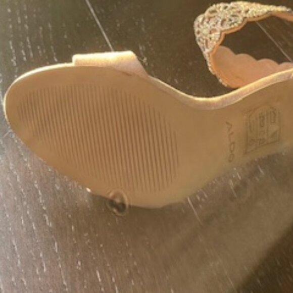 Aldo High Heel Shoes with Rhinestone Ankle Strap - Nude Colour -Size 5 - Picture 9 of 9